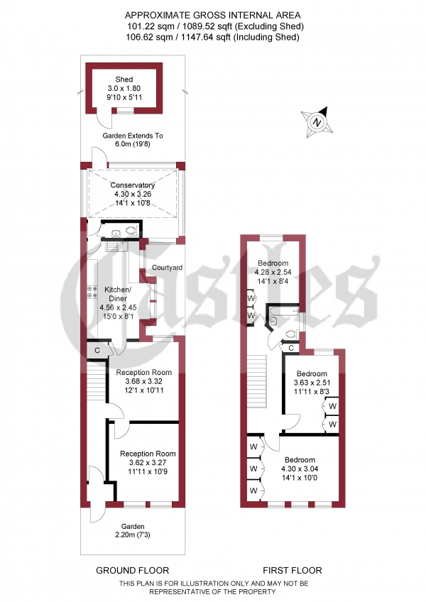 Floor Plan Image for 3 Bedroom Terraced House for Sale in Lymington Avenue, London, N22