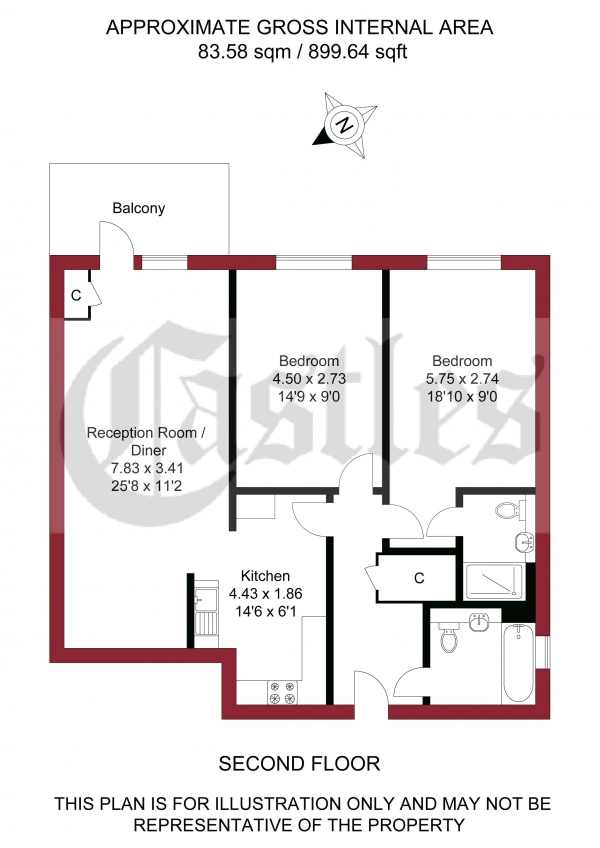 Floor Plan Image for 2 Bedroom Apartment for Sale in Lily Way, London, N13