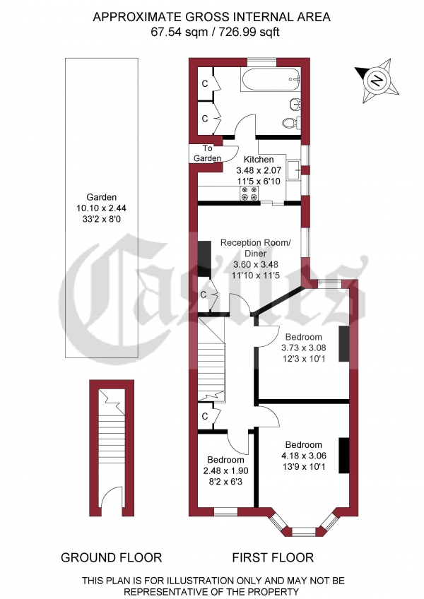 Floor Plan Image for 3 Bedroom Maisonette for Sale in Lyndhurst Road, London, N22