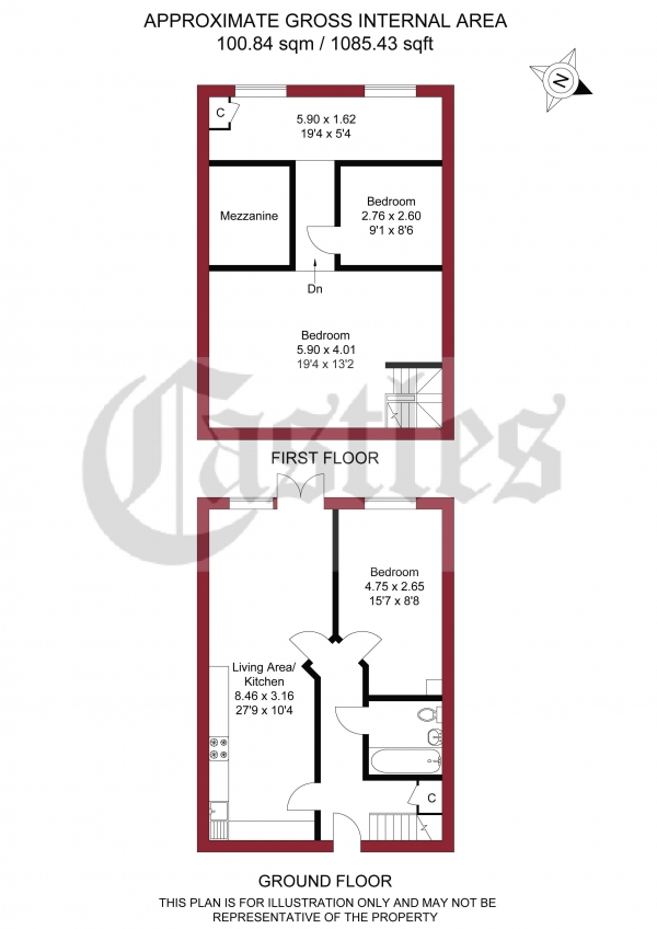 Floor Plan for 3 Bedroom Duplex for Sale in Park Road, London, N14, N14, 6HB -  &pound400,000