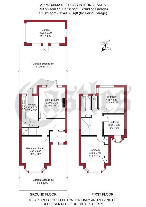 Floor Plan Image for 3 Bedroom Terraced House for Sale in Empire Avenue, London, N18