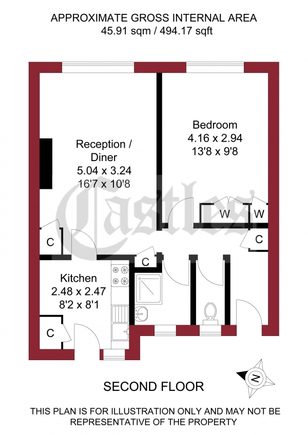 Floor Plan Image for 1 Bedroom Apartment for Sale in Ellenborough Road, London, N22