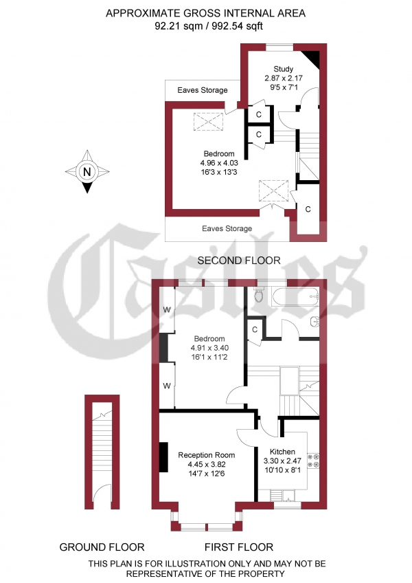 Floor Plan Image for 3 Bedroom Maisonette for Sale in Belsize Avenue, London, N13