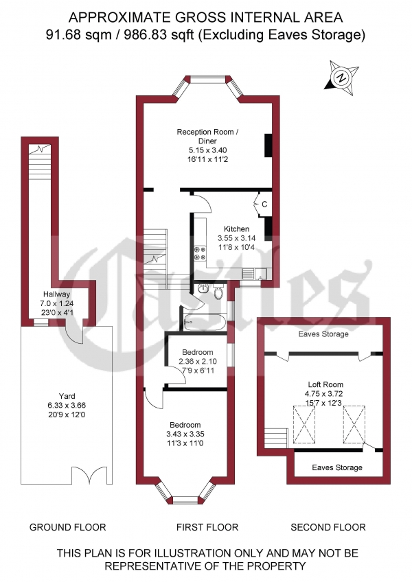 Floor Plan Image for 2 Bedroom Apartment for Sale in Bowes Road, London, N13