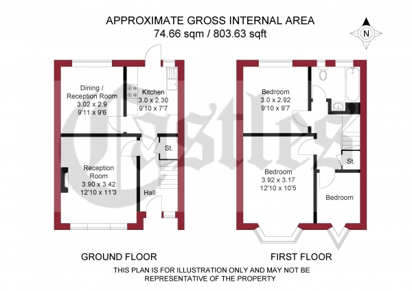 Floor Plan for 3 Bedroom Terraced House for Sale in Queensland Avenue, London, N18, N18, 1AU - Guide Price &pound425,000