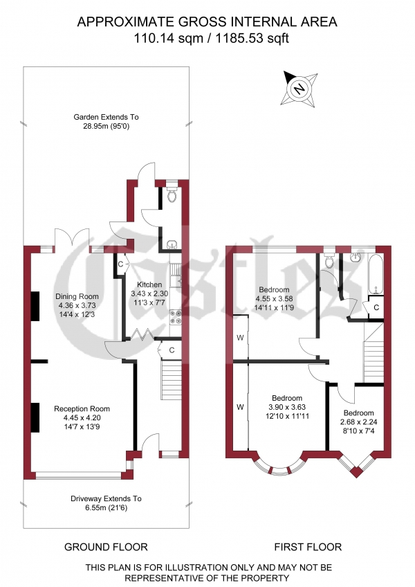 Floor Plan Image for 3 Bedroom Terraced House for Sale in Bowes Road, London, N11