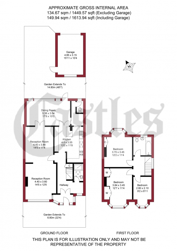 Floor Plan Image for 3 Bedroom End of Terrace House for Sale in Dorchester Avenue, London, N13