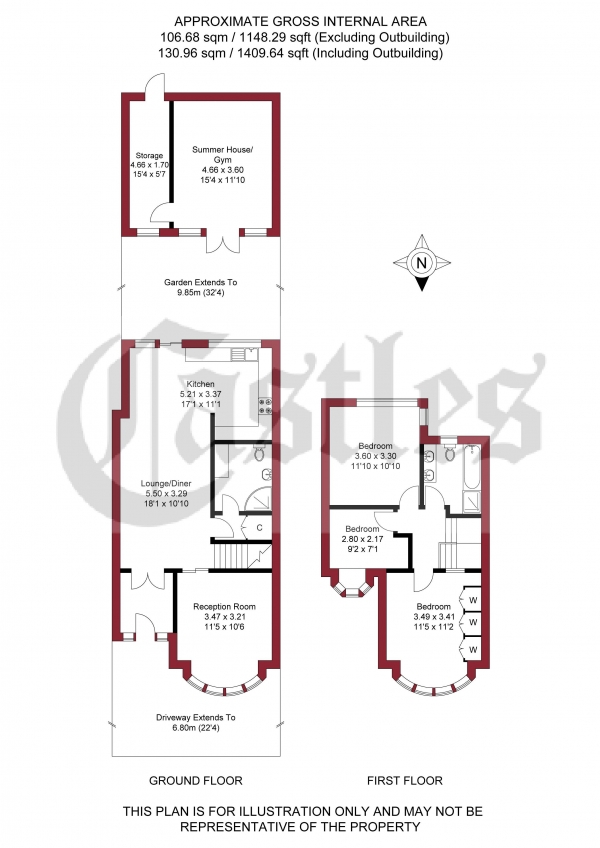 Floor Plan Image for 3 Bedroom Terraced House for Sale in Steeplestone Close, London, N18