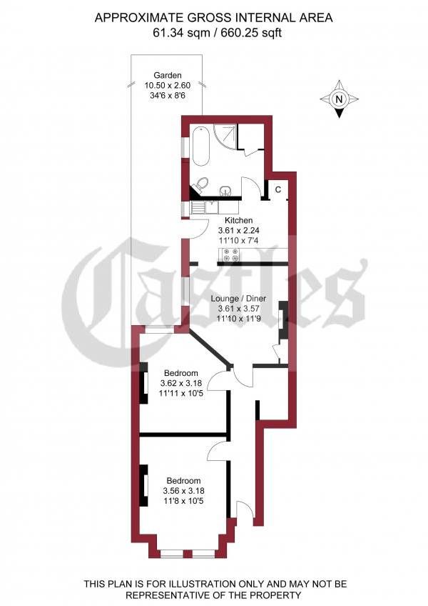 Floor Plan Image for 2 Bedroom Maisonette for Sale in Maryland Road, London, N22