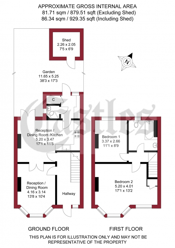 Floor Plan Image for 2 Bedroom Terraced House for Sale in Princes Avenue, London, N13