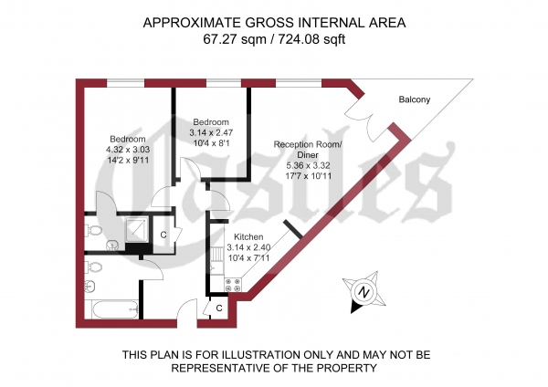 Floor Plan Image for 2 Bedroom Apartment for Sale in Millicent Grove, London, N13