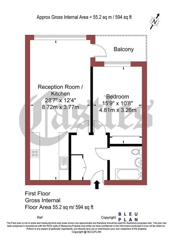 Floor Plan Image for 1 Bedroom Apartment for Sale in Saffron Court, Ebony Crescent, EN4