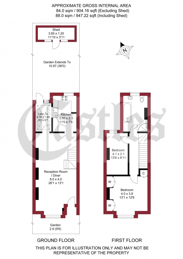 Floor Plan Image for 2 Bedroom Terraced House for Sale in Eleanor Road, London, N11