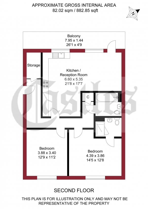 Floor Plan Image for 2 Bedroom Apartment for Sale in Ruby Mews, London, N13