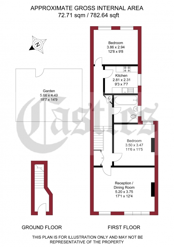 Floor Plan Image for 2 Bedroom Apartment for Sale in Hardwicke Road, Palmers Green, N13