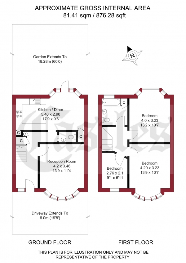 Floor Plan for 3 Bedroom Terraced House for Sale in Orchard Avenue, London, N14, N14, 4ND - Guide Price &pound600,000