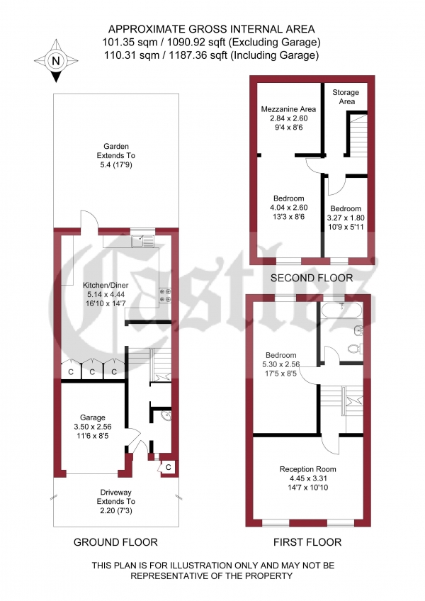 Floor Plan Image for 3 Bedroom Town House for Sale in Whitmore Close, London, N11