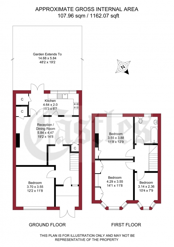 Floor Plan Image for 3 Bedroom Terraced House for Sale in Arcadian Gardens, London, N22