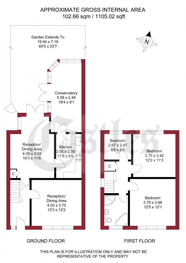 Floor Plan Image for 3 Bedroom Semi-Detached House for Sale in Upsdell Avenue, London, N13