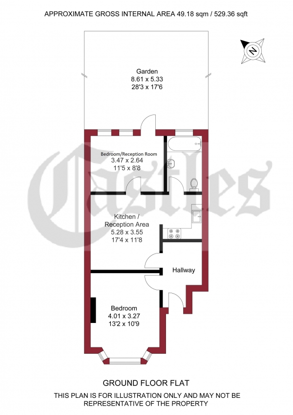 Floor Plan Image for 2 Bedroom Apartment for Sale in Sandford Avenue, London, N22