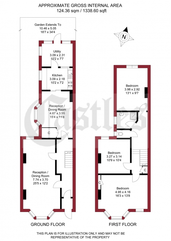 Floor Plan Image for 3 Bedroom Terraced House for Sale in Cobham Road, Wood Green, N22