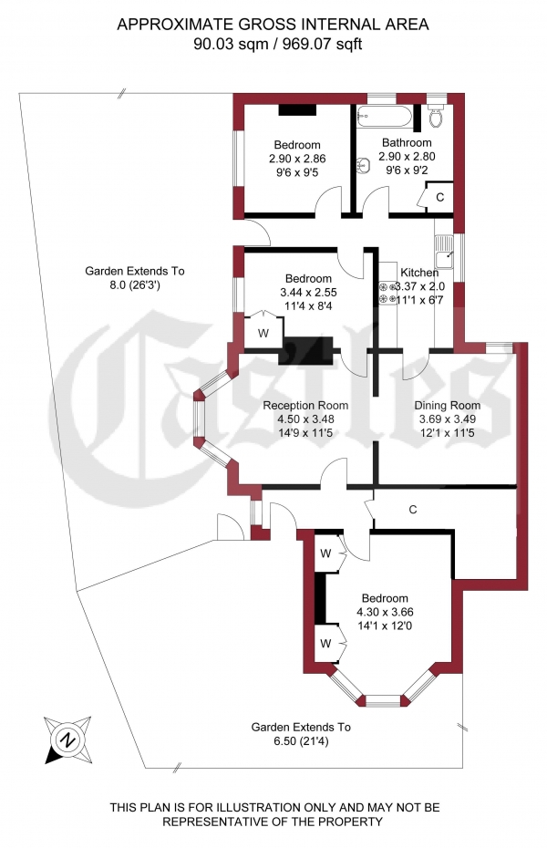 Floor Plan Image for 3 Bedroom Ground Maisonette for Sale in Westbury Avenue, Wood Green, N22