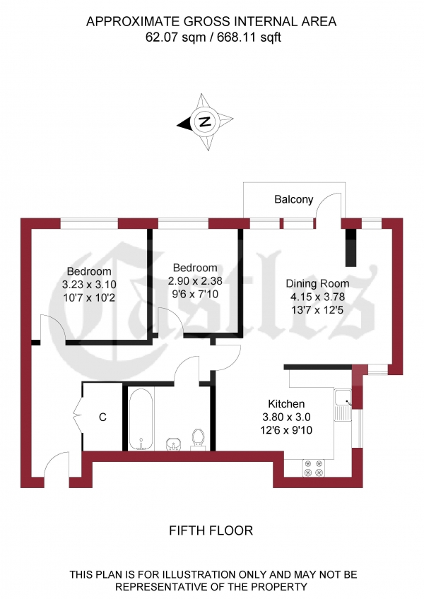 Floor Plan Image for 2 Bedroom Penthouse for Sale in Redvers Road, London, N22