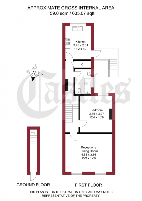 Floor Plan Image for 1 Bedroom Apartment for Sale in Nightingale Road, London, N22