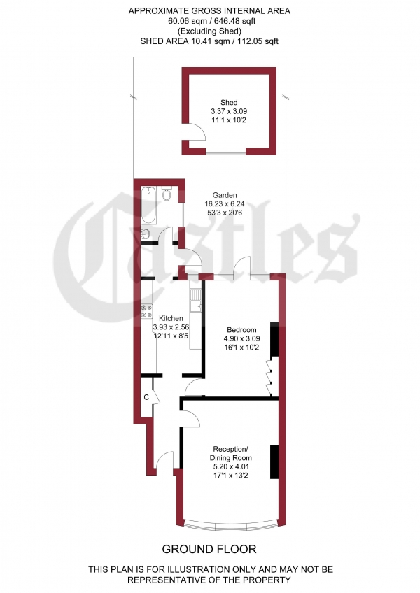 Floor Plan Image for 1 Bedroom Flat for Sale in River Avenue, London, N13