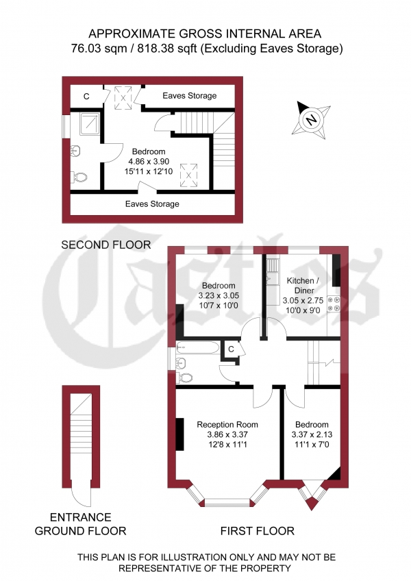 Floor Plan Image for 3 Bedroom Flat for Sale in Hazelwood Lane, London, N13