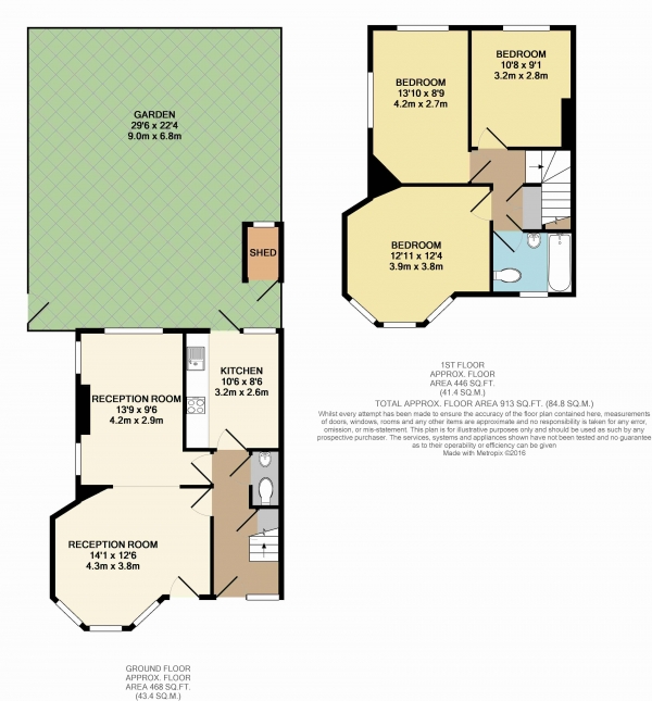 Floor Plan Image for 3 Bedroom End of Terrace House for Sale in Russell Avenue N22