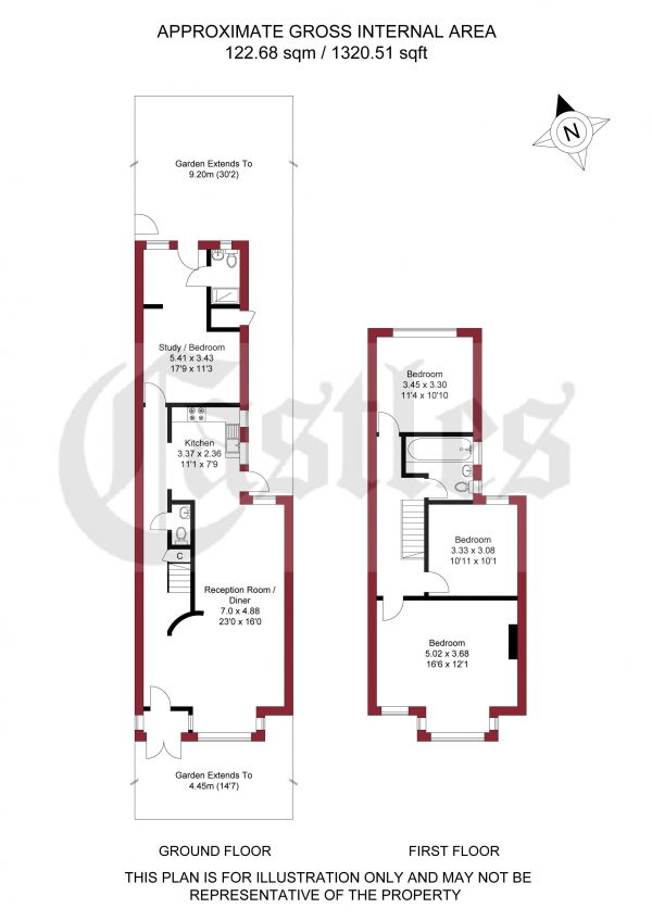 Floor Plan Image for 3 Bedroom End of Terrace House for Sale in Lancaster Road, London, N11