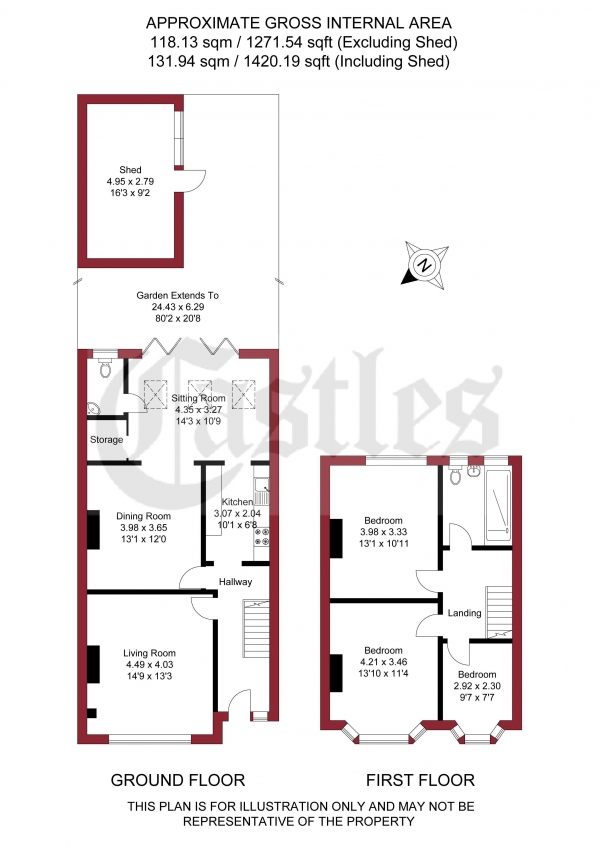 Floor Plan for 3 Bedroom Terraced House for Sale in Princes Avenue, London, N13, N13, 6HN -  &pound600,000