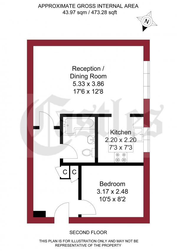 Floor Plan Image for 1 Bedroom Apartment for Sale in Medesenge Way, Palmers Green, N13