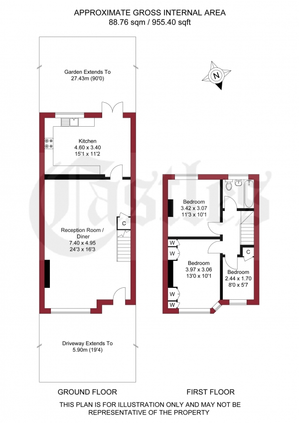 Floor Plan Image for 3 Bedroom Terraced House for Sale in Devonia Gardens, London, N18