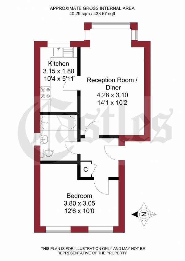 Floor Plan Image for 1 Bedroom Flat for Sale in Cherry Blossom Close, London, N13