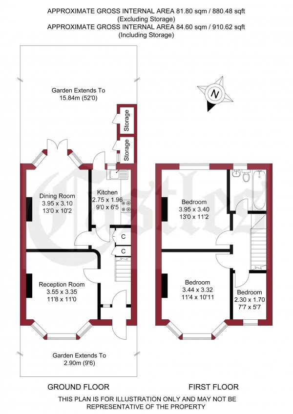 Floor Plan Image for 3 Bedroom Terraced House for Sale in Lyndhurst Road, London, N22