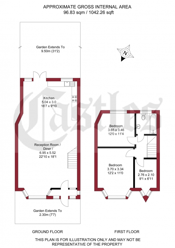 Floor Plan Image for 3 Bedroom Terraced House for Sale in Grainger Road, Wood Green, N22