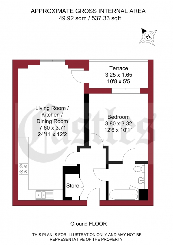 Floor Plan Image for 1 Bedroom Apartment for Sale in Rowland Road, London, N17