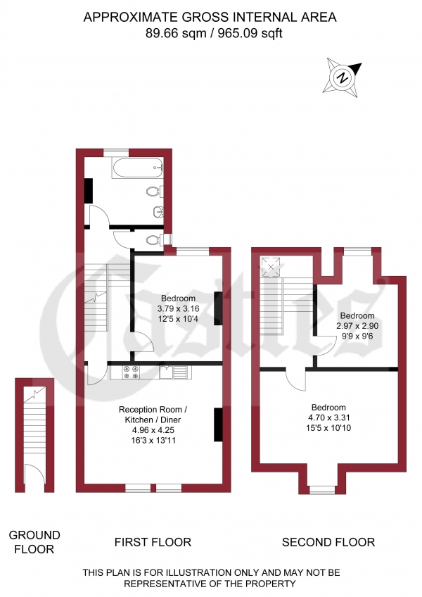 Floor Plan Image for 3 Bedroom Flat for Sale in Whittington Road, London, N22