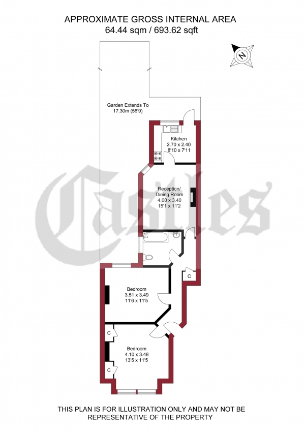 Floor Plan Image for 2 Bedroom Apartment for Sale in Willingdon Road, London, N22