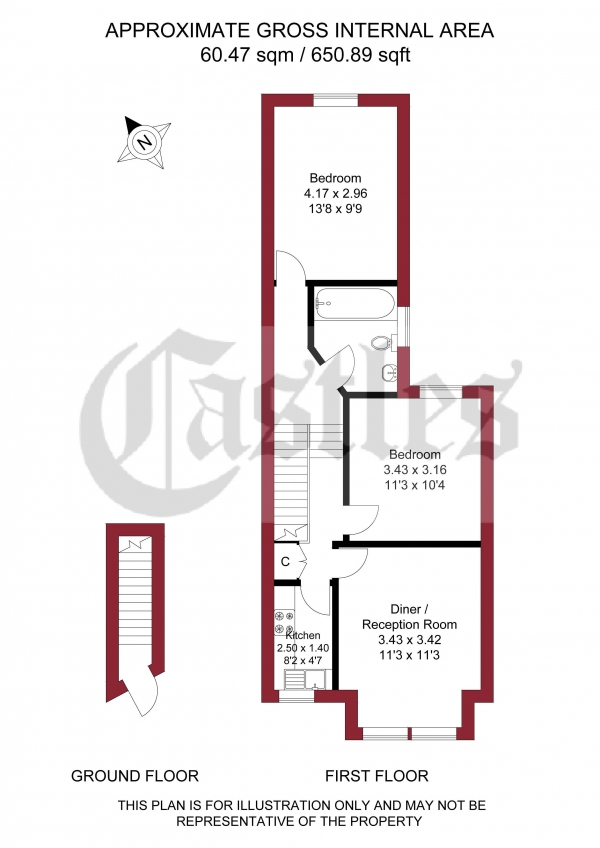 Floor Plan Image for 2 Bedroom Apartment for Sale in Mannock Road, London, N22