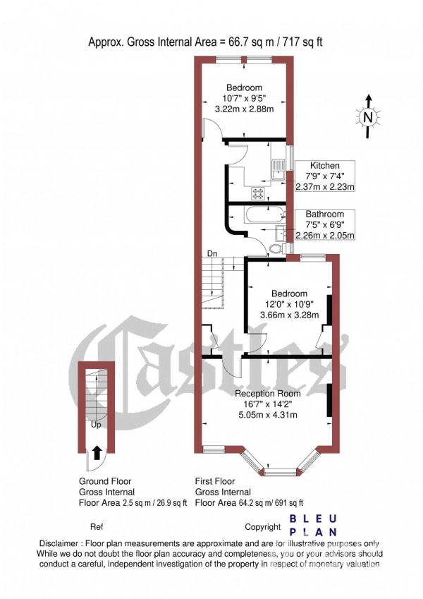 Floor Plan Image for 2 Bedroom Apartment for Sale in Maryland Road, Wood Green, N22