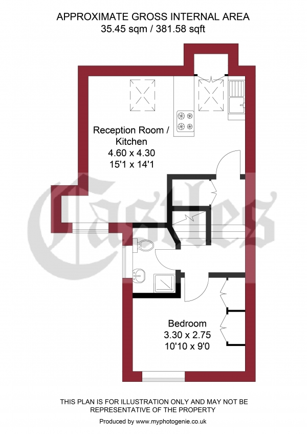 Floor Plan Image for 1 Bedroom Apartment for Sale in Lascotts Road, Wood Green, N22