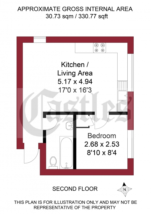 Floor Plan Image for 1 Bedroom Flat for Sale in Cherry Blossom Close, Palmers Green, N13