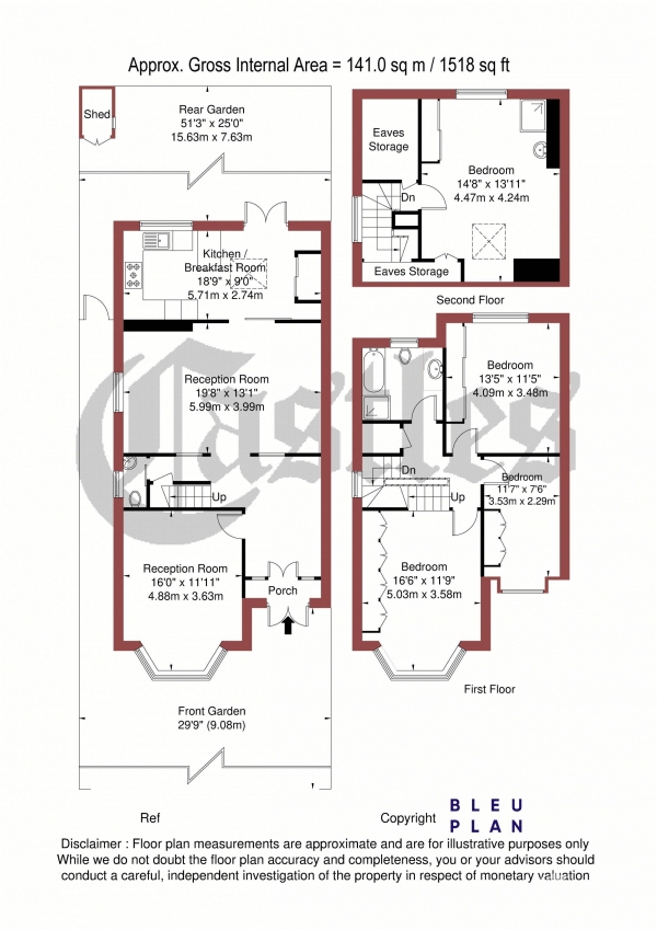 Floor Plan for 4 Bedroom Semi-Detached House for Sale in Powys Lane, Palmers Green, N13, N13, 4NS - Offers in Excess of &pound700,000
