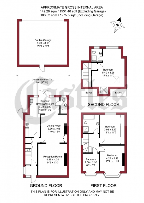 Floor Plan Image for 4 Bedroom End of Terrace House for Sale in Princes Avenue, Palmers Green, N13