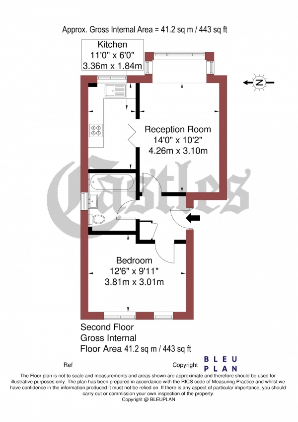 Floor Plan Image for 1 Bedroom Apartment for Sale in Cherry Blossom Close, Palmers Green, N13