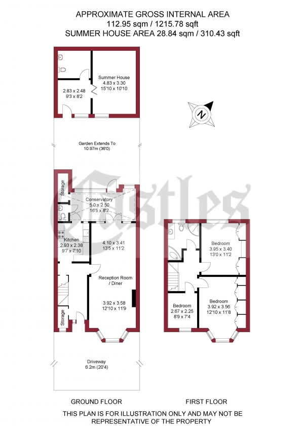 Floor Plan Image for 3 Bedroom Terraced House for Sale in Munster Gardens, London, N13