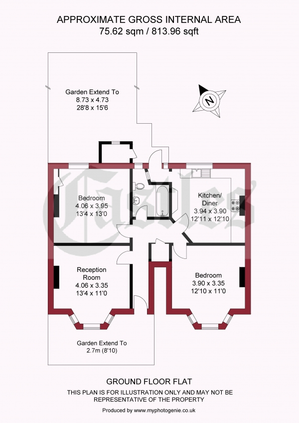 Floor Plan for 2 Bedroom Maisonette for Sale in Boreham Road, Wood Green, N22, N22, 6SL - Offers in Excess of &pound475,000